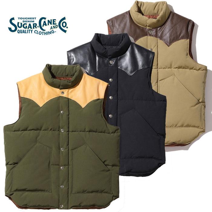 SUGAR CANE シュガーケーン ダウンベスト SC15222 LEATHER YOKE T/C