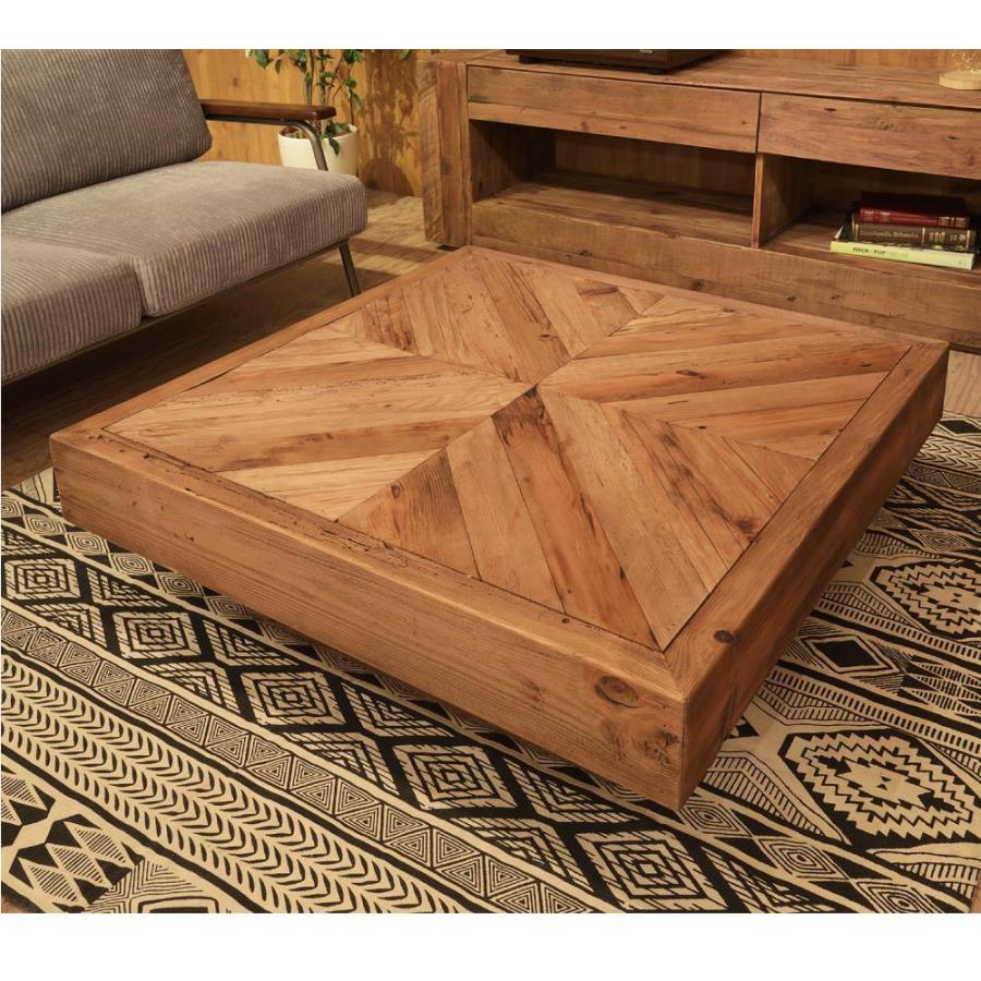 東谷 センターテーブル 木製 正方形 幅100 ヘリンボーン ヴィンテージ