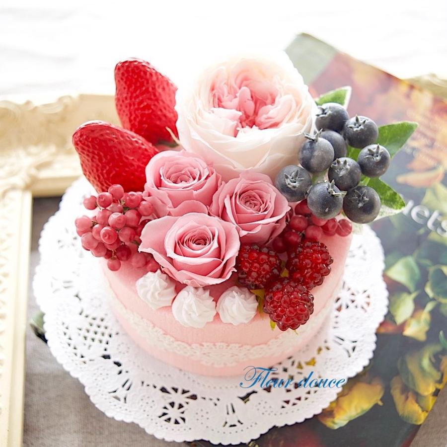 フラワー ケーキ プリザーブドフラワー 香り付き ピンク ローズ