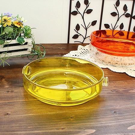 イエロー ガラス鉢(21cm)(洋食器 ガラス ボウル 大鉢 お洒落