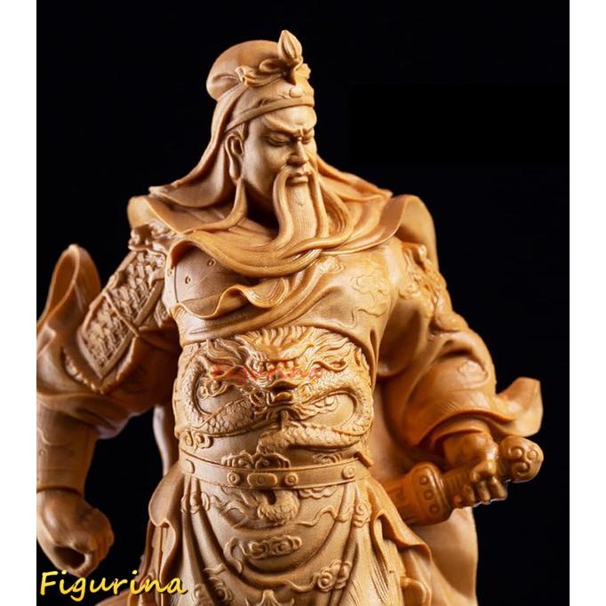 置物 木彫り 三国志 関羽 雲長 関羽像 武財神 仏像 フィギュア 青龍