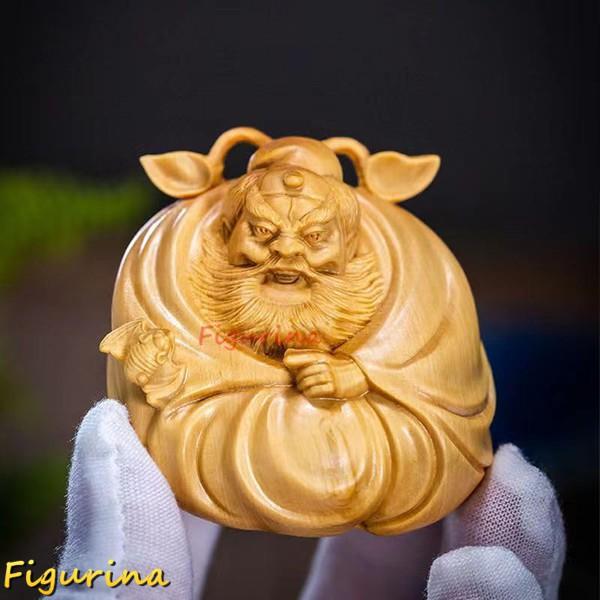 木彫りの仏像【鍾馗さん】柘植 6cm 木製彫刻 鍾馗様 置物 鍾馗さま