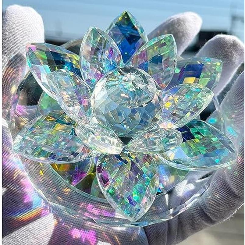 クリスタル サンキャッチャー 天然石 水晶 さざれ石 3点セット 蓮の花