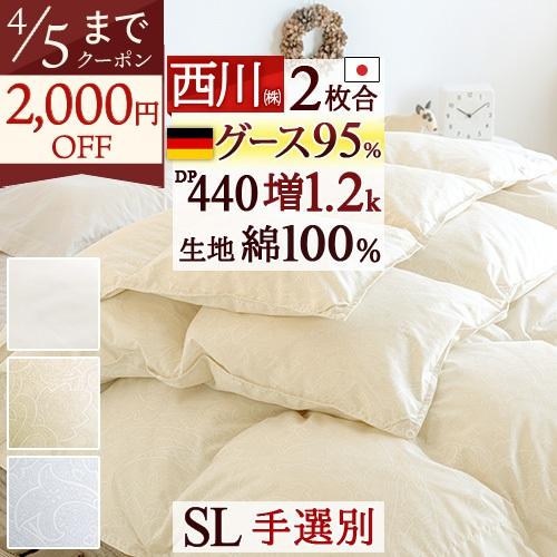 西川（nishikawa） 羽毛布団 2枚合わせ シングル ドイツ産ホワイト