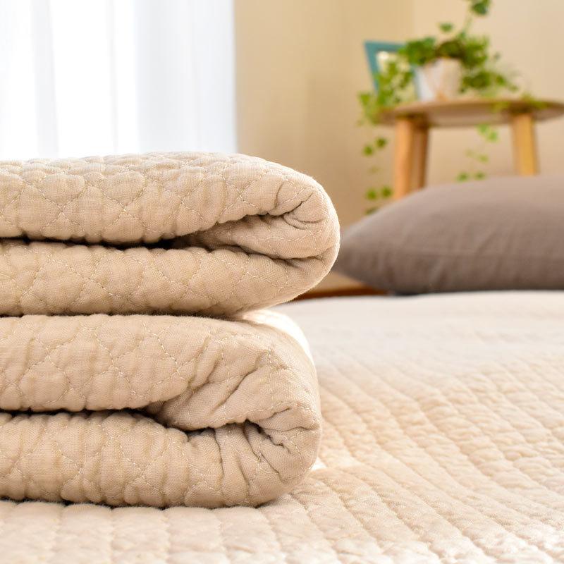 西川（nishikawa） 夏 敷きパッド ダブル 麻100％ 綿わた入り 水洗い