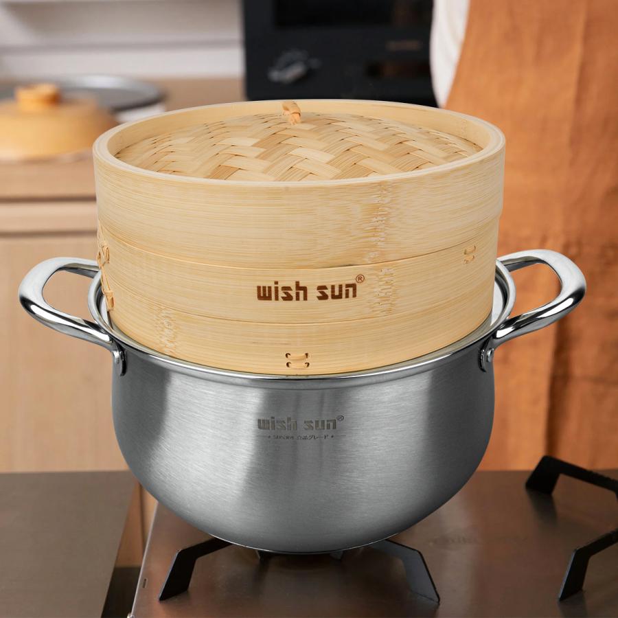 セイロ鍋セット 竹 セイロ 18/21/24cm セイロ鍋 蒸篭 ステンレス鍋