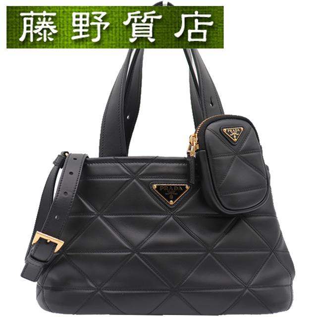 PRADA（プラダ） （美品）プラダ スモールキルト レザー トート 黒