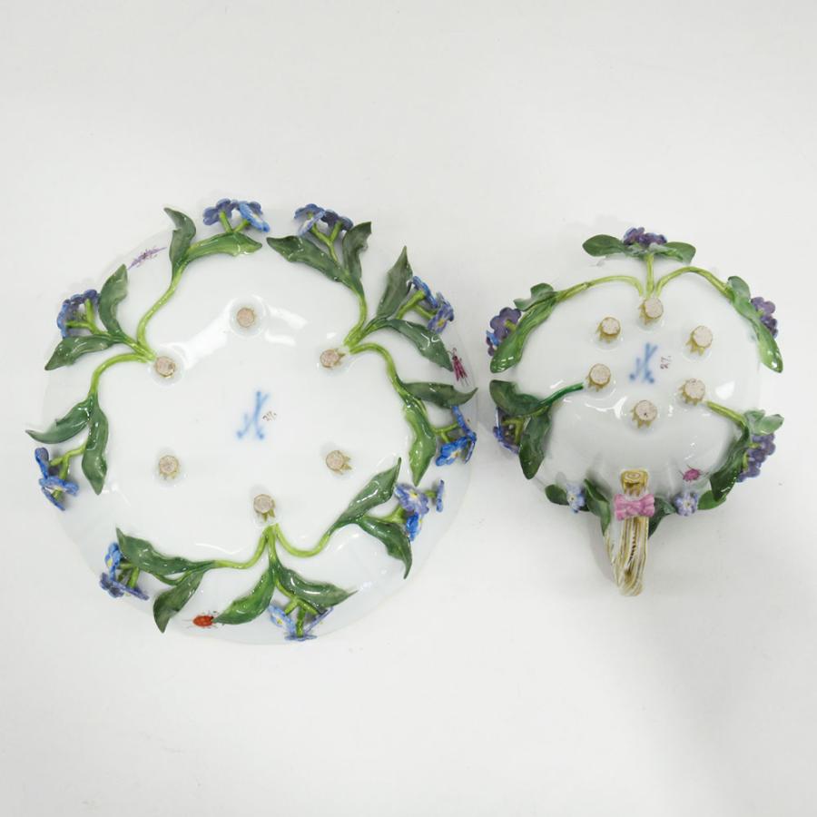 マイセン Meissen アップリケ 花と昆虫 カップ＆ソーサー ボタン剣