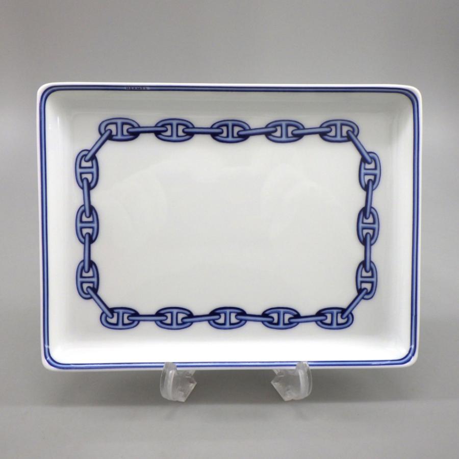 HERMES（エルメス） シェーヌダンクル ブルー スクエアプレート 箱付き