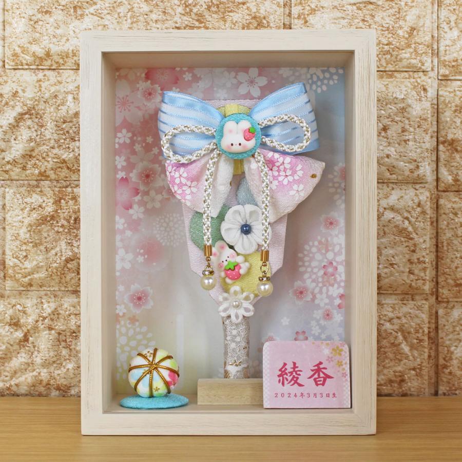 羽子板 初正月 花飾り(6号 つまみ細工 飾り いちごうさぎ R6-HA1721