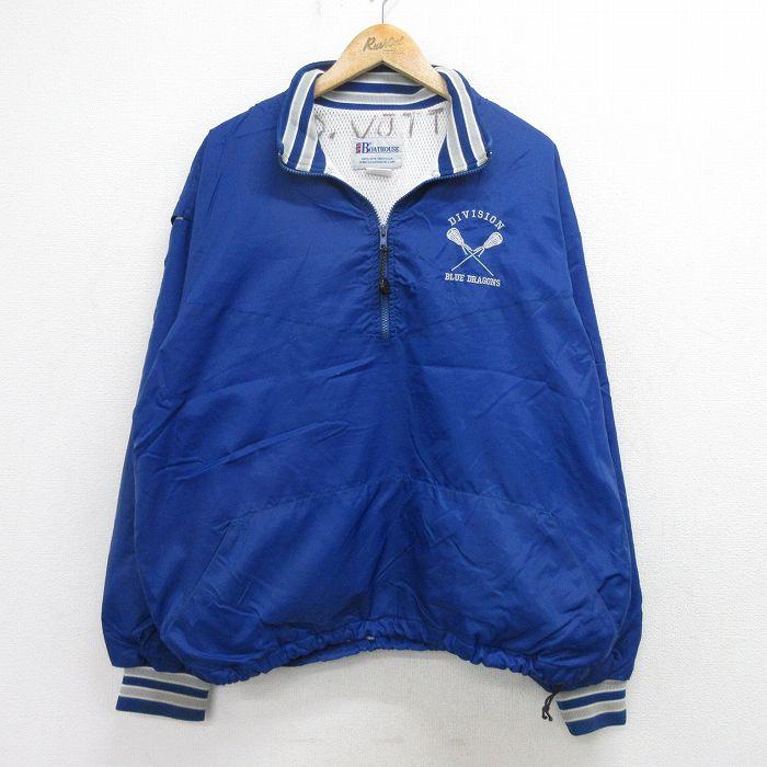 XL/古着 長袖 ハーフジップ ナイロン ジャケット メンズ 90s ラクロス