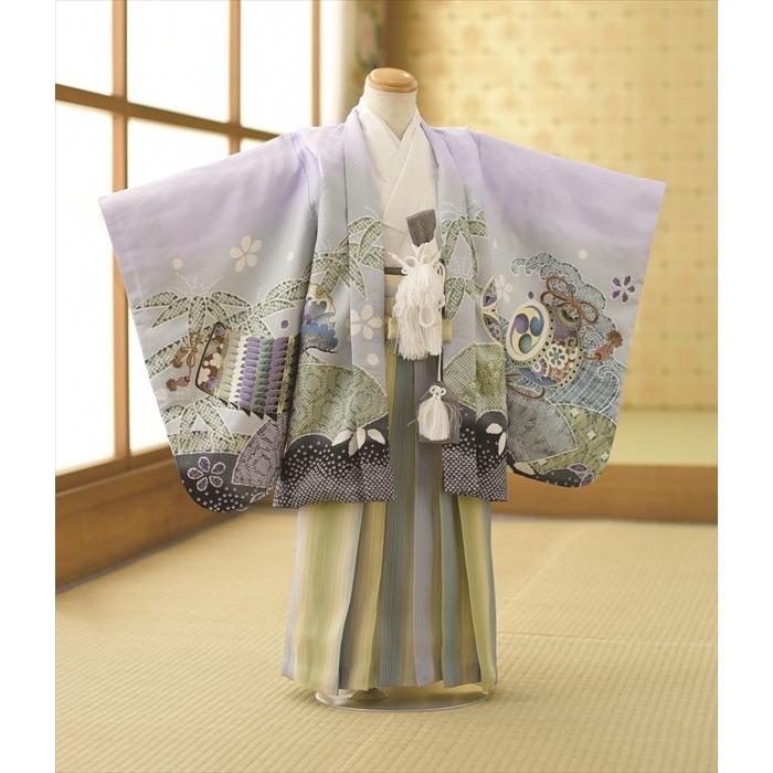 七五三 レンタル 5歳 男の子 薄紫かのこ兜 ミニ5才《身長》100cm前後