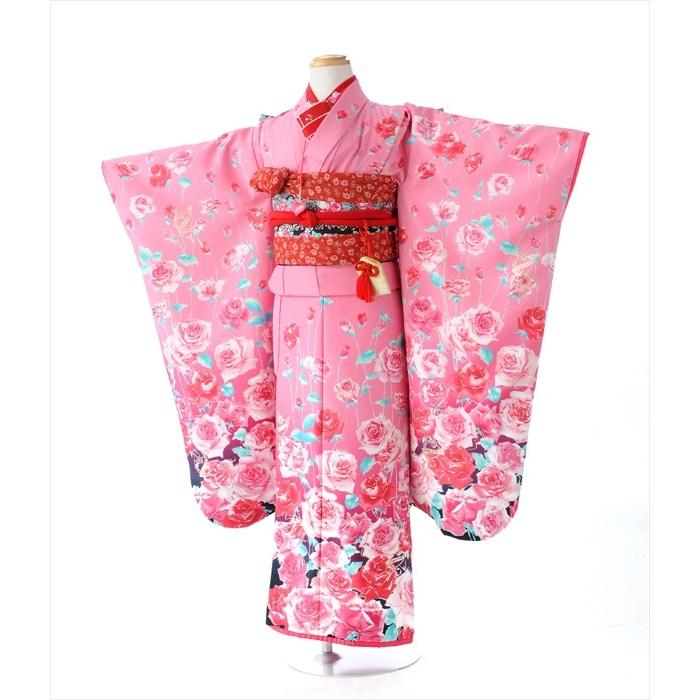 七五三 女の子 着物レンタル 7歳 メゾピアノ ピンクバラの調べ《身長