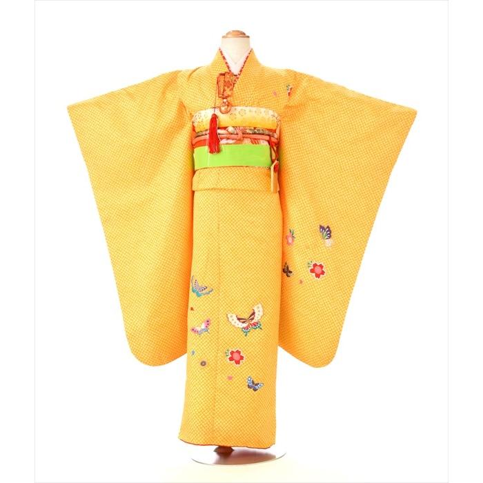 七五三 レンタル 7歳 女の子 黄総かのこ蝶《身長》120cm前後☆簡単な
