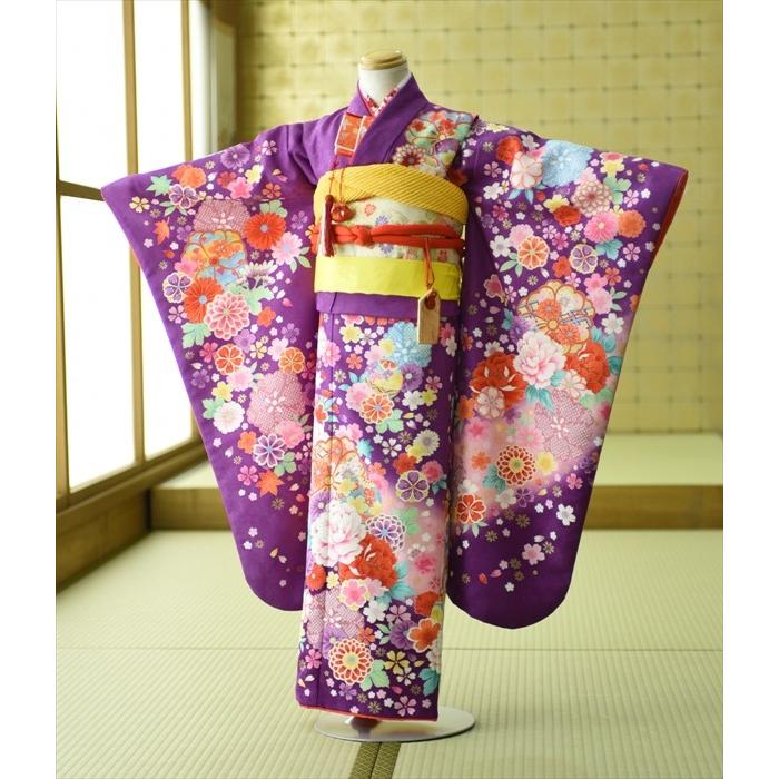 七五三 女の子 着物 レンタル 7歳 紫りんどう《身長》120cm前後☆簡単