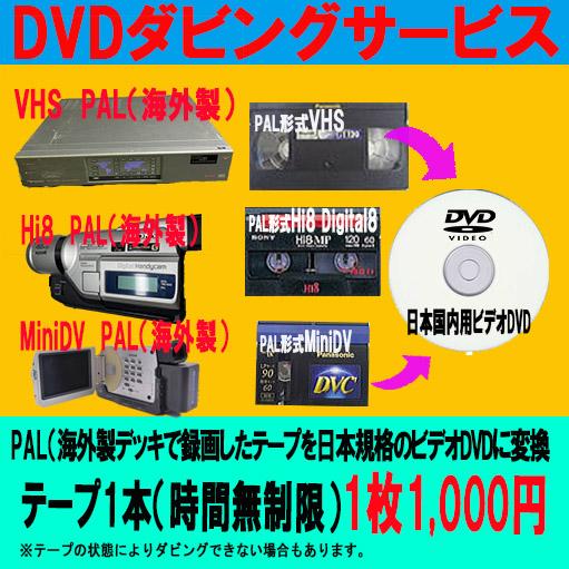 PAL (海外製)の テープ（VHS、VHS-C） を日本規格のビデオDVDとして