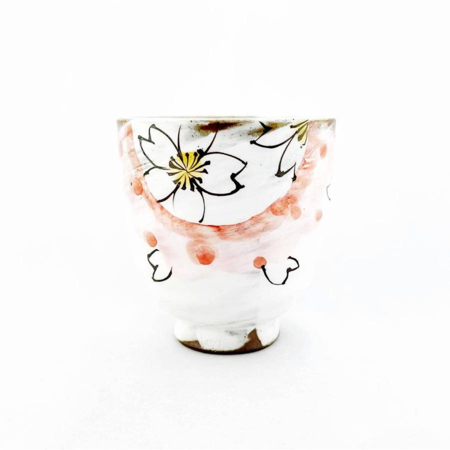 波佐見焼 夫婦湯呑 単品販売 手描き桜 赤200ml 青220ml ペア湯呑