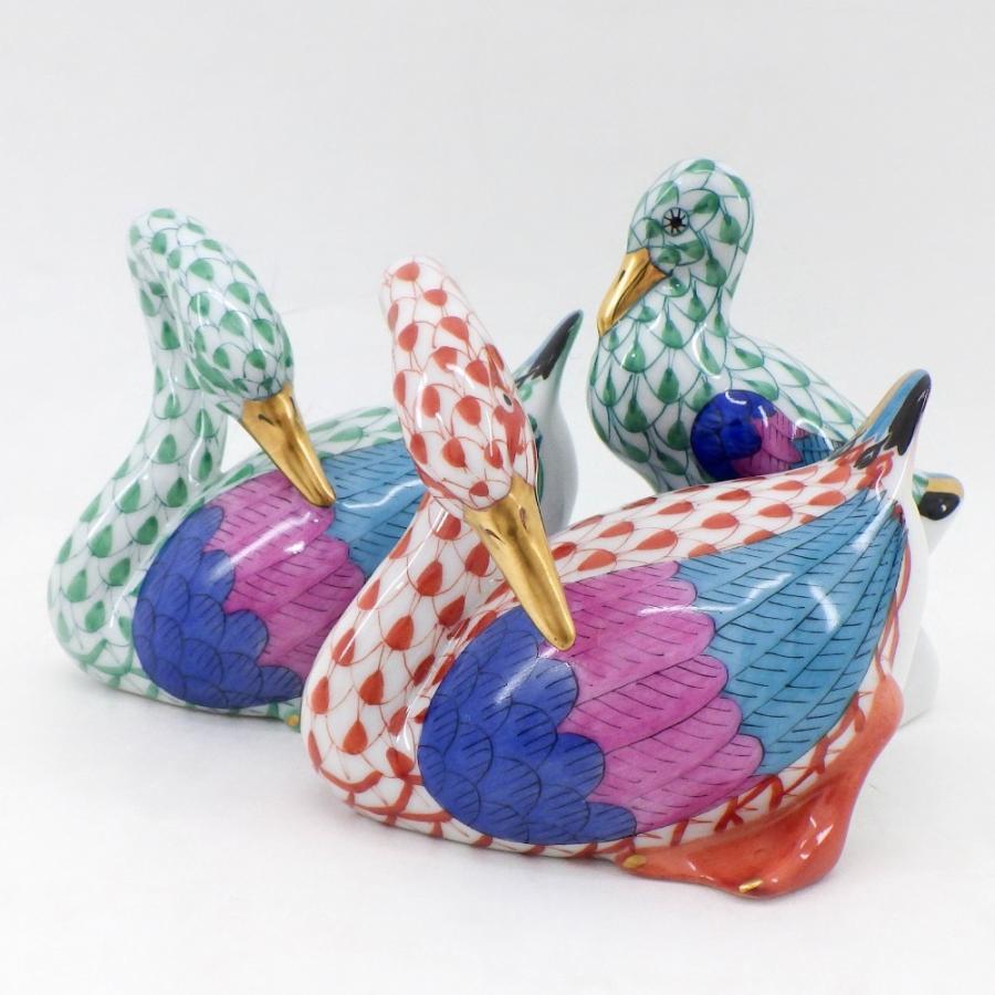 ヘレンド（HEREND） 白鳥 スワン 鴨 アヒル グリーンフィッシュネット