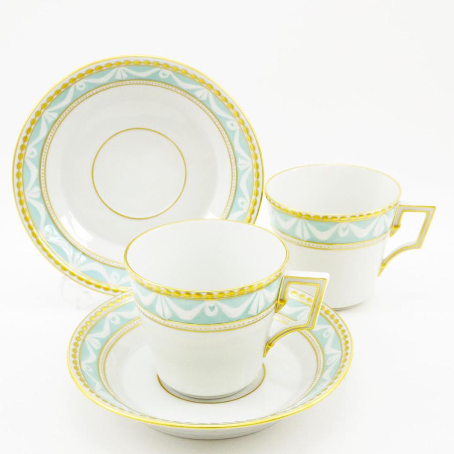 KPMベルリン クアランド26 グリーン カップ＆ソーサー ペア 2客 食器