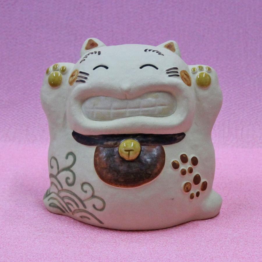 猫 置物 日本製 常滑焼 開運 縁起物 宮崎工房(いひひ招き O-202-1222