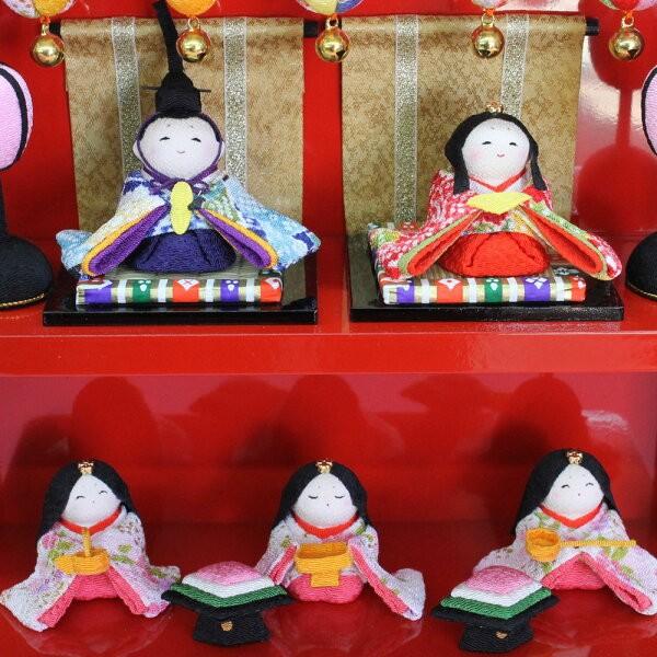 雛人形 コンパクト ちりめん（つるし飾り台わらべ雛10人揃い R1-659
