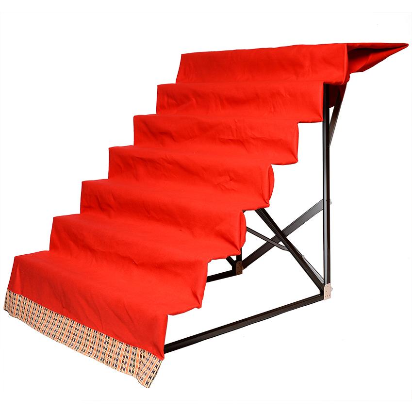 ひな段】【雛人形】付属品 35号七段赤毛氈付(アクリルフェルト)【雛段