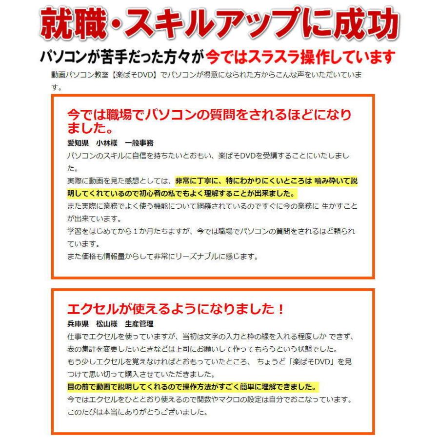 パソコン・エクセル・ワード教材・動画パソコン教室・楽ぱそDVD・入門