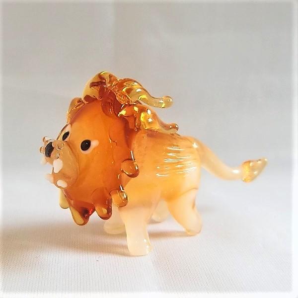 ガラス細工 動物 らいおん インテリア雑貨 ミニチュア 置物【ライオン