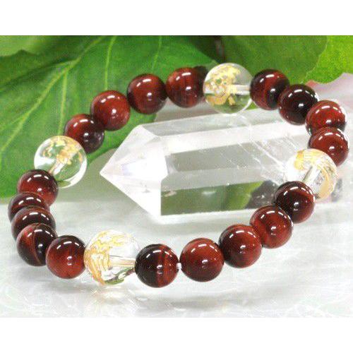 ブレスレット レッドタイガーアイ 水晶 四神 赤虎目石 パワーストーン