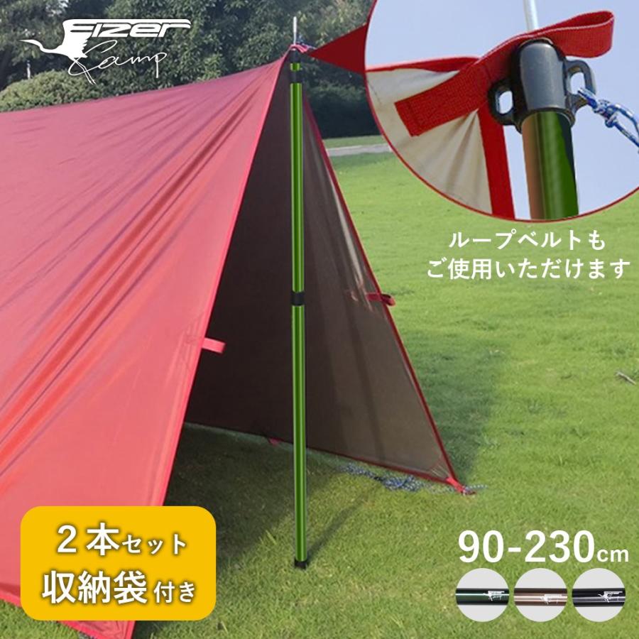 タープポール 2本セット テントポール 収納袋 ケース 伸縮式 アルミ
