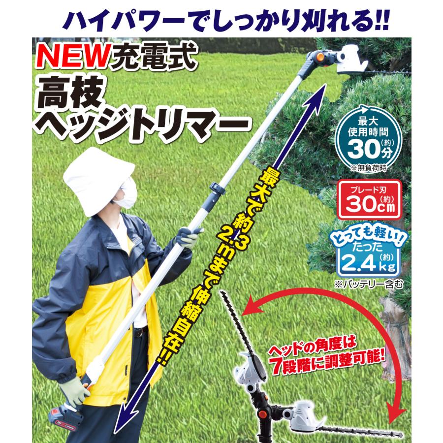ヘッジトリマー 1台 充電式 ポール ヘッジ トリマー NEW充電式 高枝 芝