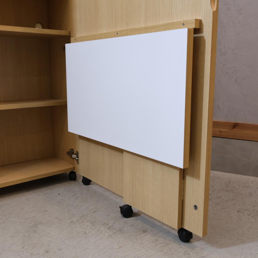 移動式デスク＆シェルフキャビネット キャスター付き 折り畳み式