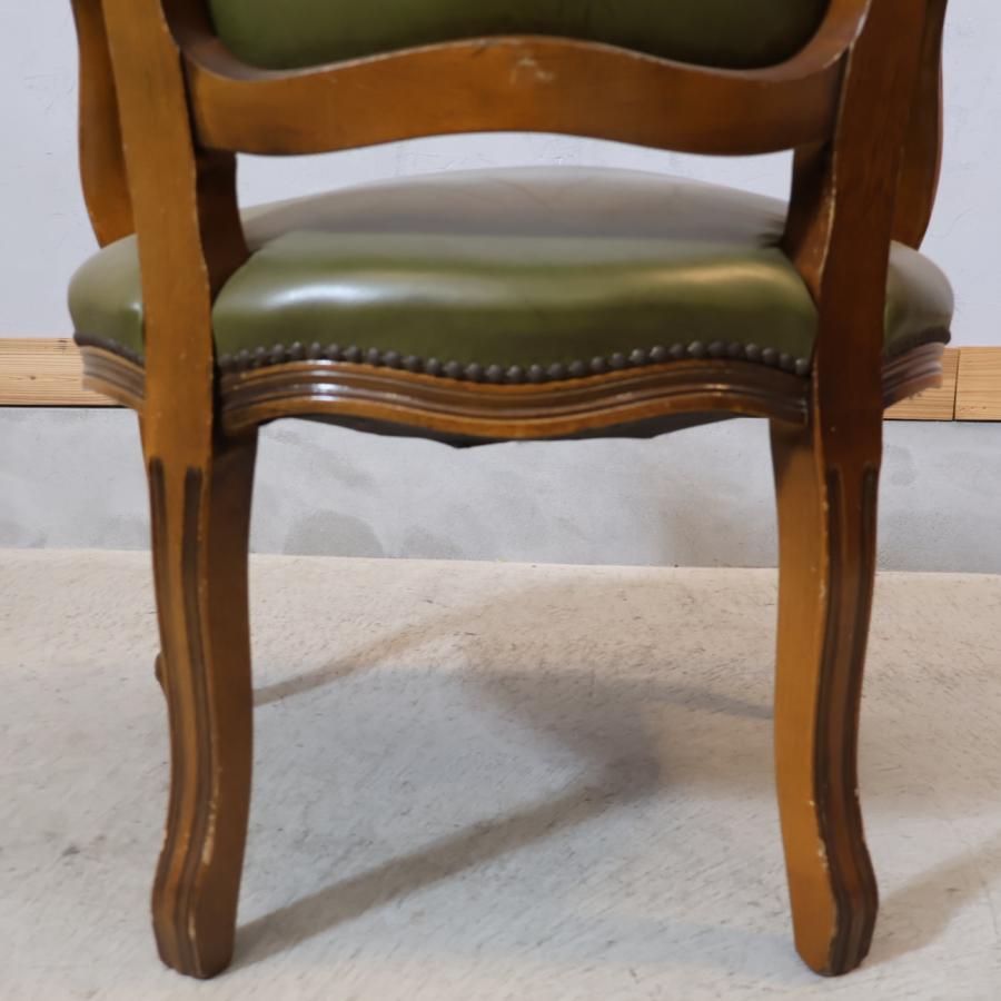 アームチェア サロンチェア 鋲打ち 猫脚 ダイニングチェア