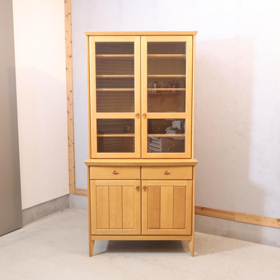 日進木工 nissin WHITE WOOD オーク材 食器棚 カップボード 飾り棚