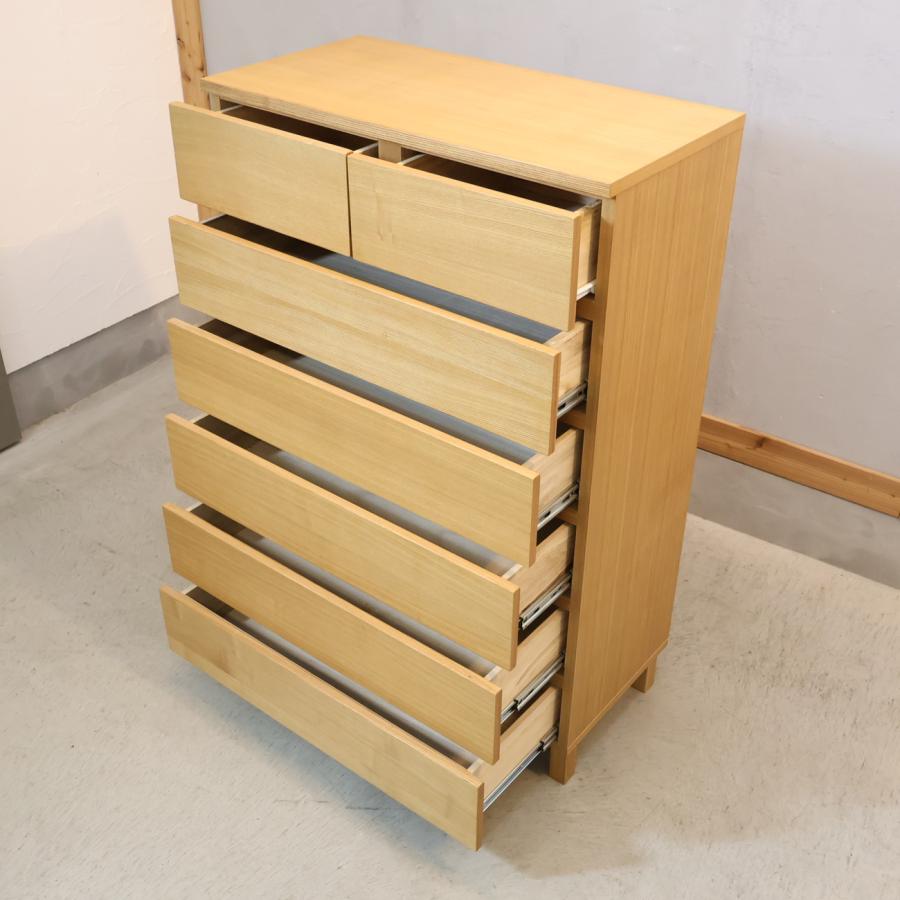 無印良品（MUJI） タモ材 木製 チェスト 6段 ワイド ナチュラル