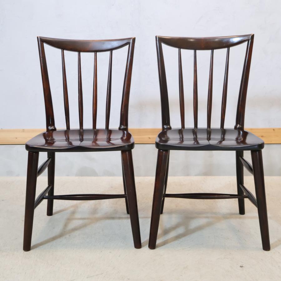 松本民芸家具 #220F型 ミズメザクラ無垢材 ダイニングチェア 2脚セット