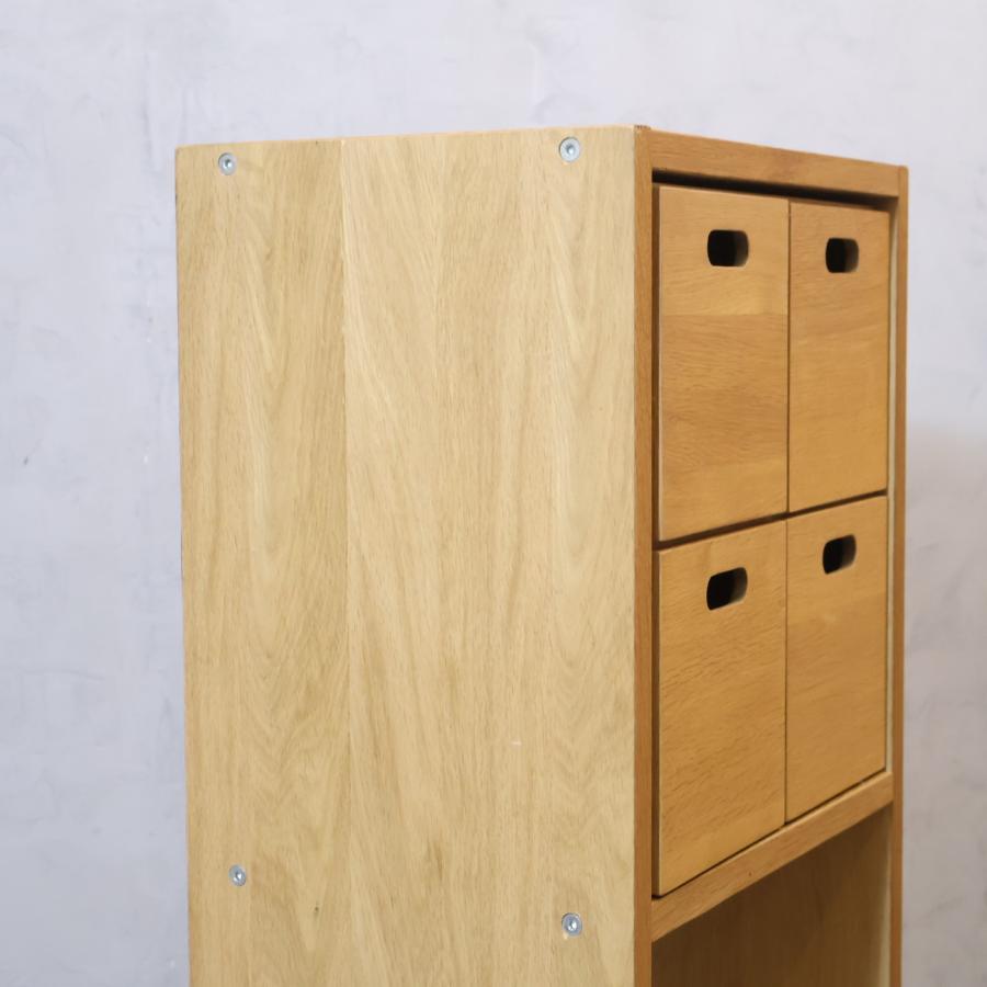 無印良品（MUJI） オーク材 スタッキングシェルフ 3段・1列 引出し付