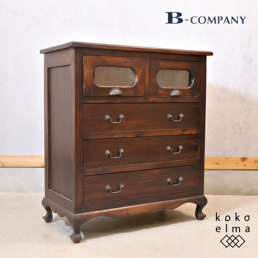 B-COMPANY ビーカンパニー 古木無垢材 4段チェスト マホガニー材