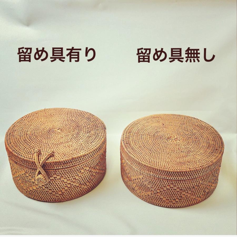 丸型蓋付バスケット アタ雑貨 バリ島 エスニックインテリア 収納かご