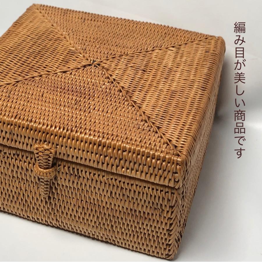 アタ雑貨 網目均一 綺麗 角蓋付バスケット バリ島 エスニック