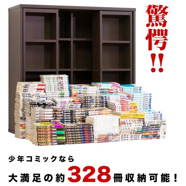 本棚 スライド書棚 全段B6 幅90 奥深 ダブルスライド 完成品 CDラック