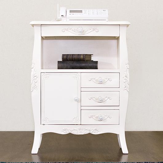 チェスト 白 姫家具 ヨーロピアン 猫脚 電話台 アンティーク風