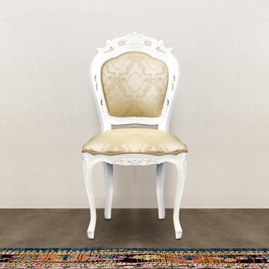 チェアー 椅子 アンティーク ひじ無し 猫脚 ホワイト 白 姫家具