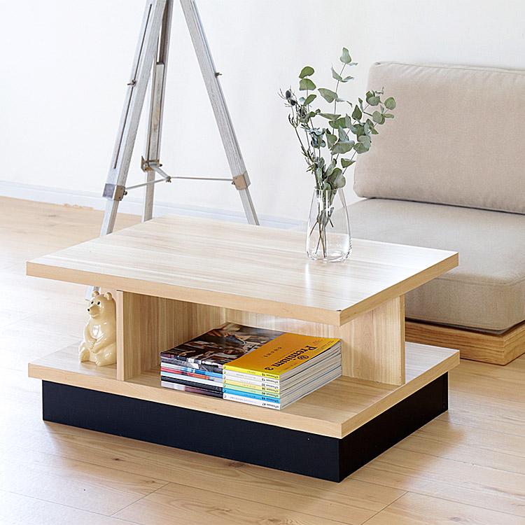 ローテーブル テーブル センターテーブル おしゃれ 北欧 木製 棚付き