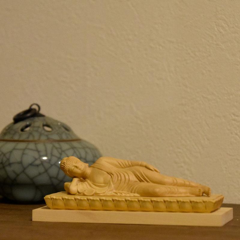 木彫り仏像 │【小仏】柘植釈迦涅槃像 3.0寸 : 海宇工芸館 Yahoo!店