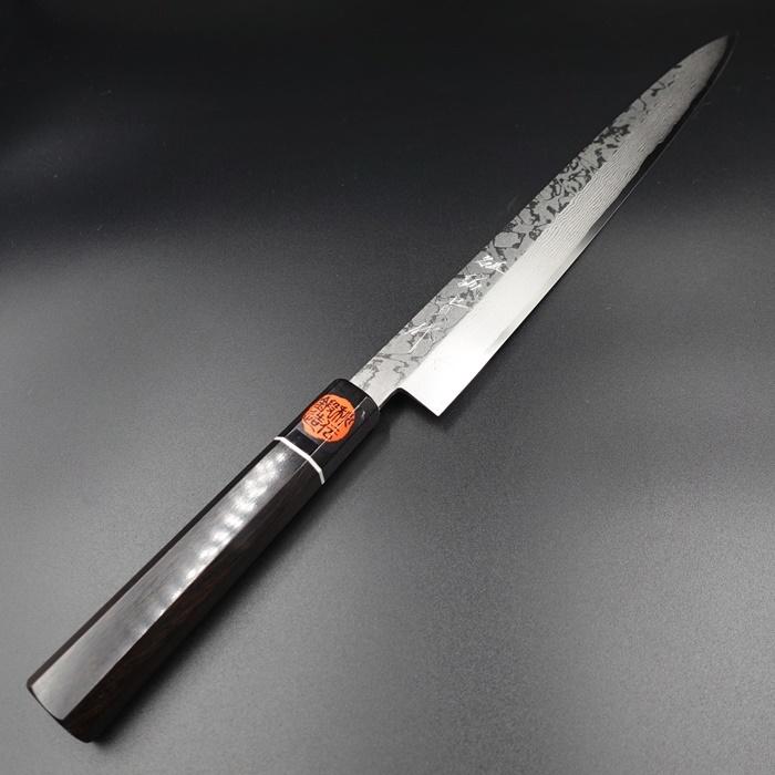 誠貴作 柳刃包丁 刺身包丁 閃光 VG10 ダマスカス 300mm 水牛八角 黒檀