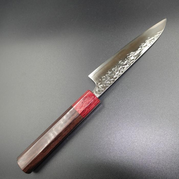 貴輔 包丁 ペティ ナイフ ATS-34 ステンレス 120mm 鎚目 紫檀八角柄 口