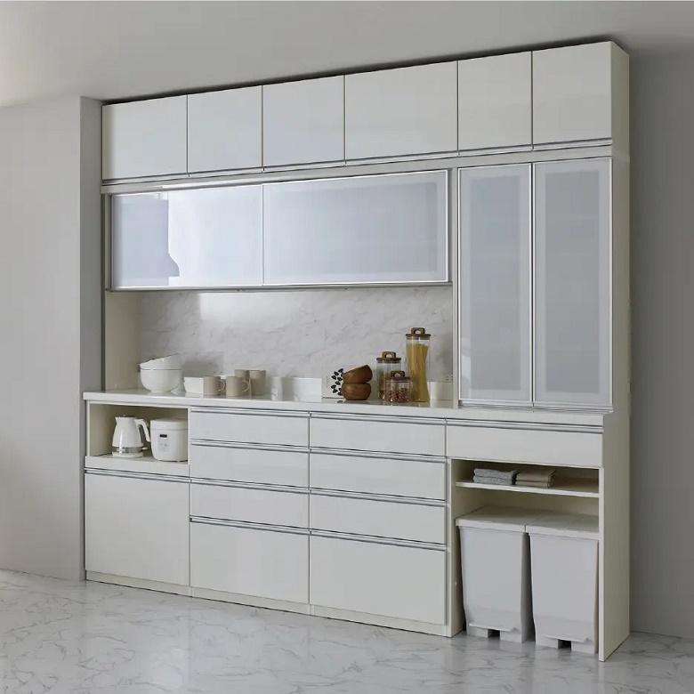 パモウナ 幅160cm 食器棚 上台 引き戸 スライドドア ロータイプ