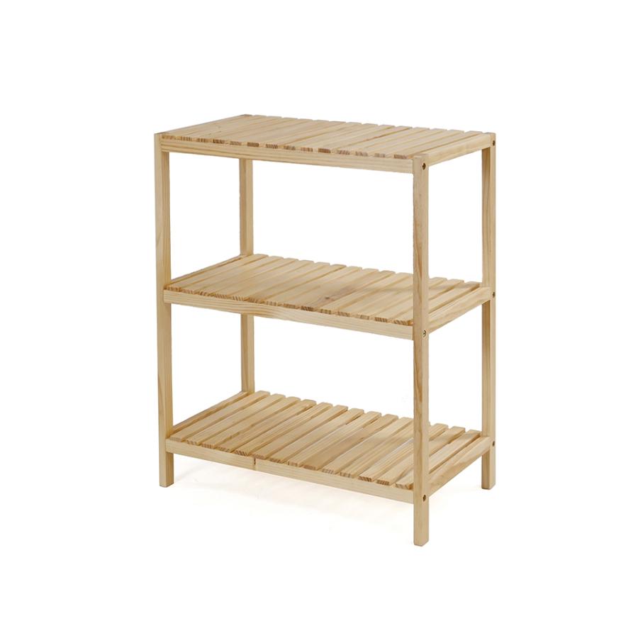 シェルフ 3段 幅60 天然木 ウッドラック オープンラック 棚 ナチュラル