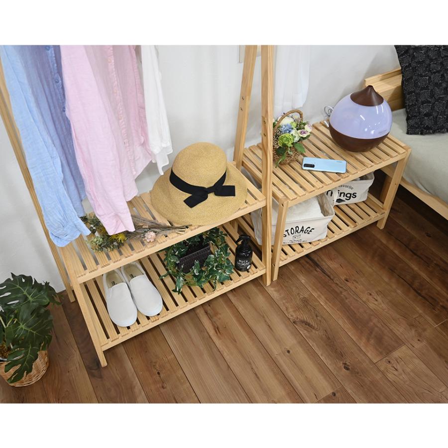 シェルフ 2段 ロータイプ 幅60 天然木 ウッドラック オープンラック 棚